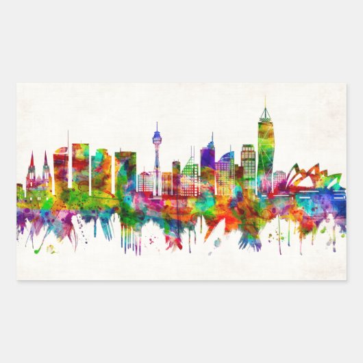 Sydney Australia Skyline Rechthoekige Sticker (Voorkant)
