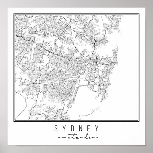 Sydney Australia Street Map Poster (Voorkant)