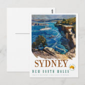 Sydney Australia Vintage Poster herstelde Briefkaart (Voorkant / Achterkant)