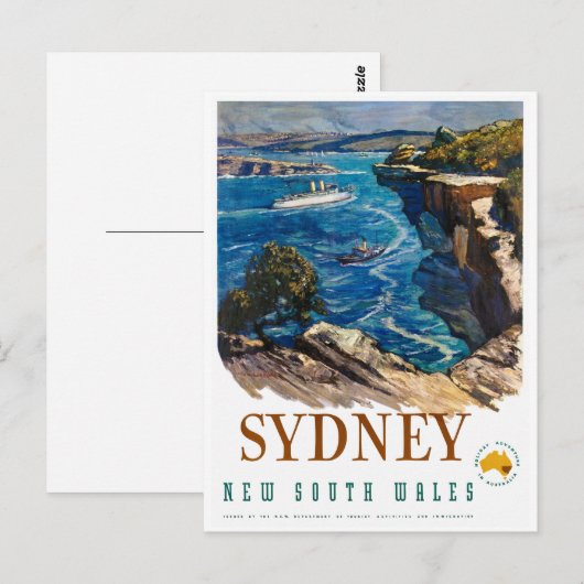 Sydney Australia Vintage Poster herstelde Briefkaart (Voorkant / Achterkant)