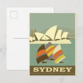 Sydney Australia Vintage Travel Poster Briefkaart (Voorkant / Achterkant)