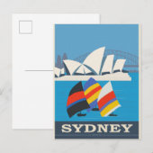 Sydney Australia Vintage Travel Poster Briefkaart (Voorkant / Achterkant)