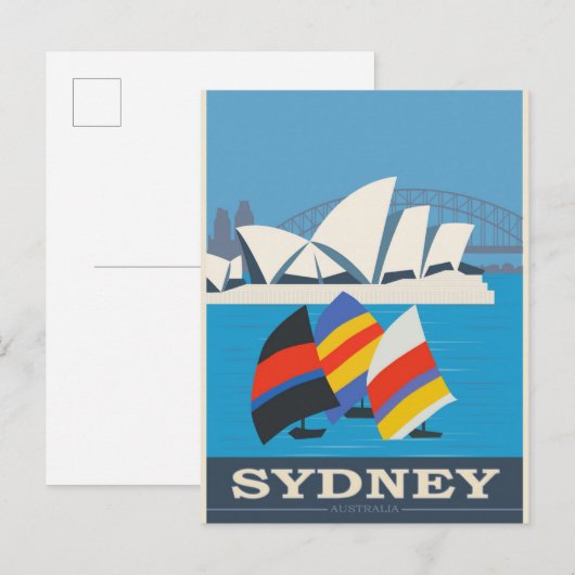 Sydney Australia Vintage Travel Poster Briefkaart (Voorkant / Achterkant)