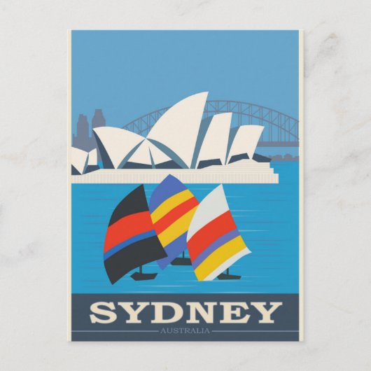 Sydney Australia Vintage Travel Poster Briefkaart (Voorkant)