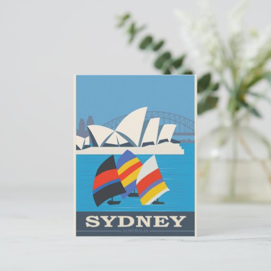 Sydney Australia Vintage Travel Poster Briefkaart (Staand voorkant)