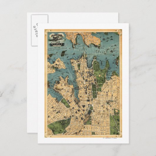 Sydney, AustraliaPanoramic Map Briefkaart (Voorkant / Achterkant)