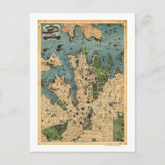 Sydney, AustraliaPanoramic Map Briefkaart (Voorkant)