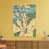 Sydney, AustraliaPanoramic Map Canvas Afdruk (Insitu (Woonkamer))