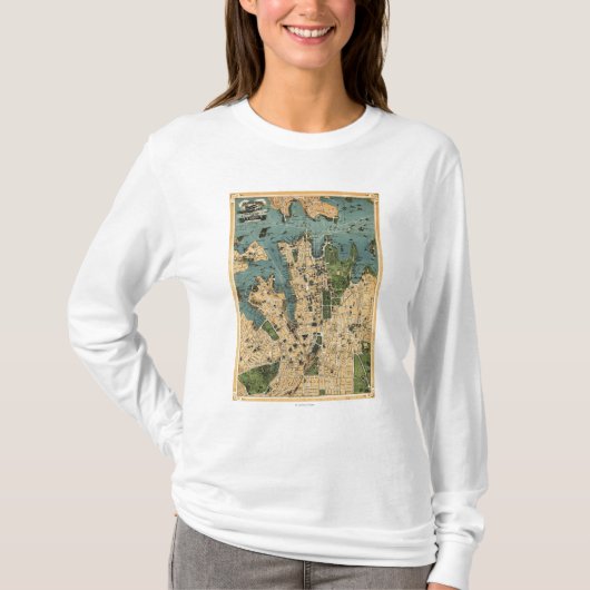 Sydney, AustraliaPanoramic Map T-shirt (Voorkant)