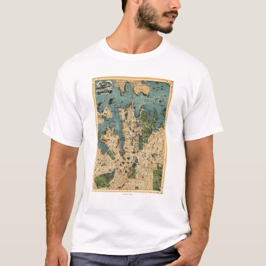 Sydney, AustraliaPanoramic Map T-shirt (Voorkant)