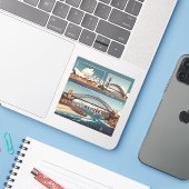 Sydney Australië 3 inch Vinyl Sticker (Laptop met iPhone)