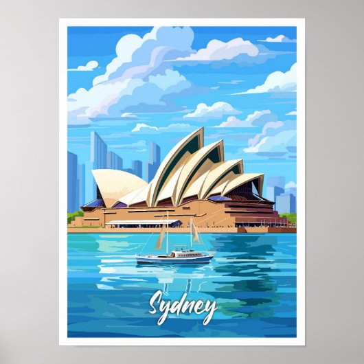 Sydney Australië Art Vintage Travel Illustratie Poster (Voorkant)