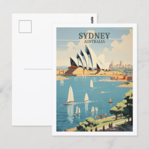 Sydney Australië Beroemde Vintage Travel Place Briefkaart