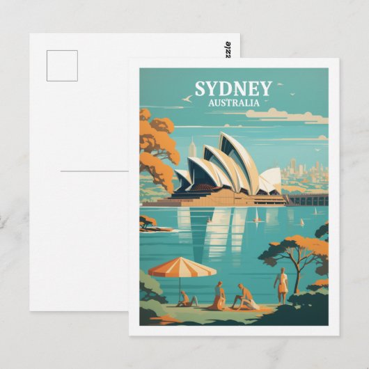 Sydney Australië Beroemde Vintage Travel Place Briefkaart (Voorkant / Achterkant)