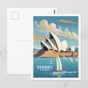 Sydney Australië Beroemde Vintage Travel Place Briefkaart