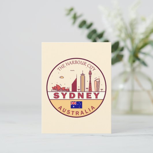 Sydney Australië City Skyline Emblem Briefkaart (Staand voorkant)