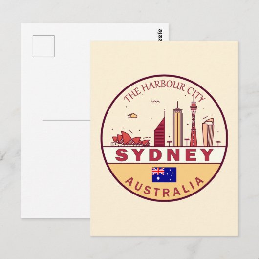 Sydney Australië City Skyline Emblem Briefkaart (Voorkant / Achterkant)