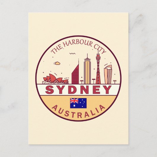 Sydney Australië City Skyline Emblem Briefkaart (Voorkant)