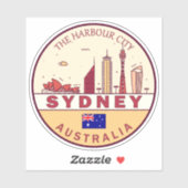 Sydney Australië City Skyline Emblem Sticker (Vel)