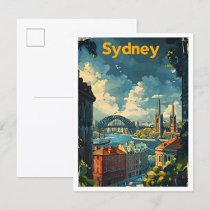 Sydney Australië Classic Retro Vintage Travel Briefkaart
