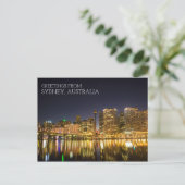 Sydney Australië Darling Harbor 's Nachts Briefkaart (Staand voorkant)