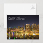 Sydney Australië Darling Harbor 's Nachts Briefkaart (Voorkant / Achterkant)