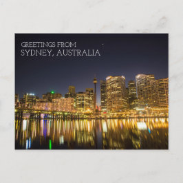 Sydney Australië Darling Harbor 's Nachts Briefkaart