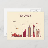 Sydney, Australië | Doodle Skyline Briefkaart (Voorkant / Achterkant)