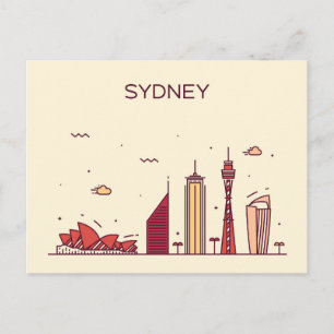 Sydney, Australië   Doodle Skyline Briefkaart