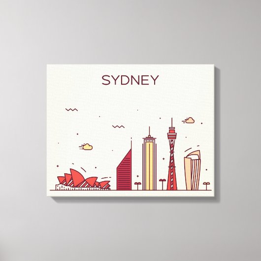 Sydney, Australië | Doodle Skyline Canvas Afdruk (Voorkant)