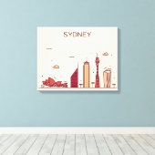 Sydney, Australië | Doodle Skyline Canvas Afdruk (Insitu (Houten vloer))