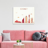 Sydney, Australië | Doodle Skyline Canvas Afdruk (Insitu (Woonkamer))