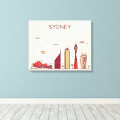 Sydney, Australië | Doodle Skyline Canvas Afdruk (Insitu (Houten vloer))