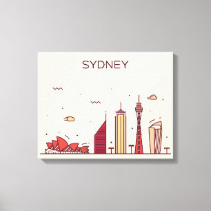 Sydney, Australië   Doodle Skyline Canvas Afdruk