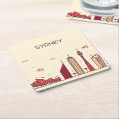 Sydney, Australië | Doodle Skyline Kartonnen Onderzetters (Schuin)