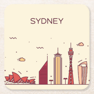 Sydney, Australië   Doodle Skyline Kartonnen Onderzetters