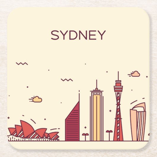 Sydney, Australië | Doodle Skyline Kartonnen Onderzetters (Voorkant)