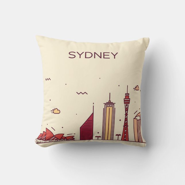 Sydney, Australië | Doodle Skyline Kussen (Voorkant)