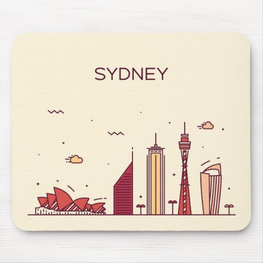 Sydney, Australië | Doodle Skyline Muismat (Voorkant)