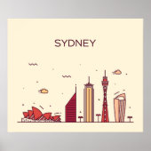 Sydney, Australië | Doodle Skyline Poster (Voorkant)