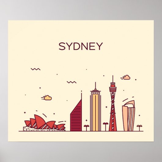 Sydney, Australië | Doodle Skyline Poster (Voorkant)