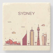 Sydney, Australië | Doodle Skyline Stenen Onderzetter (Voorkant)
