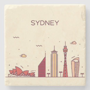 Sydney, Australië   Doodle Skyline Stenen Onderzetter