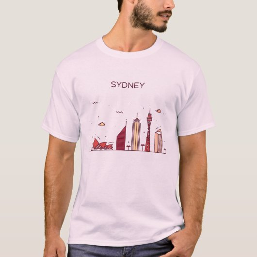 Sydney, Australië | Doodle Skyline T-shirt (Voorkant)