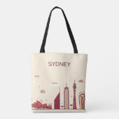 Sydney, Australië | Doodle Skyline Tote Bag (Achterkant)