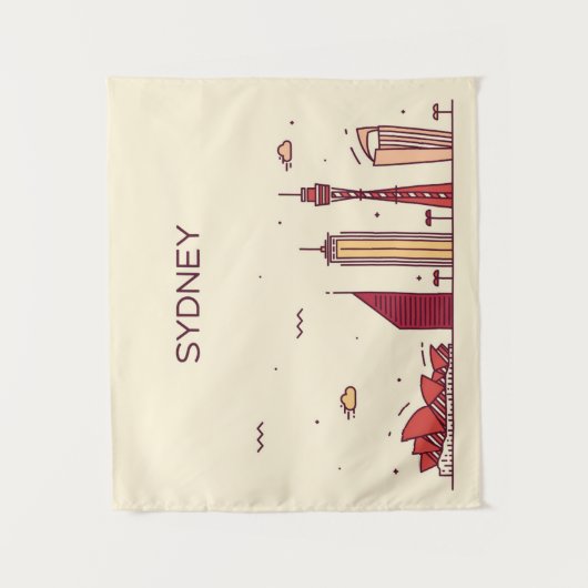 Sydney, Australië | Doodle Skyline Wandkleed (Voorkant)