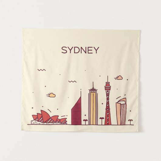 Sydney, Australië | Doodle Skyline Wandkleed (Voorkant (horizontaal))