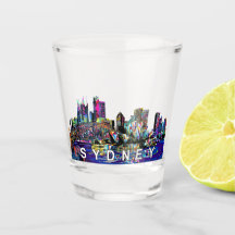 Sydney, Australië in graffiti Shot Glass