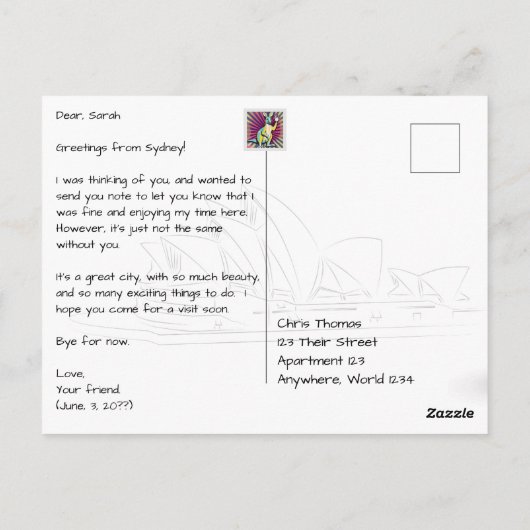 Sydney Australië met Blue Harbor Briefkaart (Achterkant)