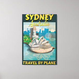 Sydney, Australië poster voor oldage reizen Canvas Afdruk